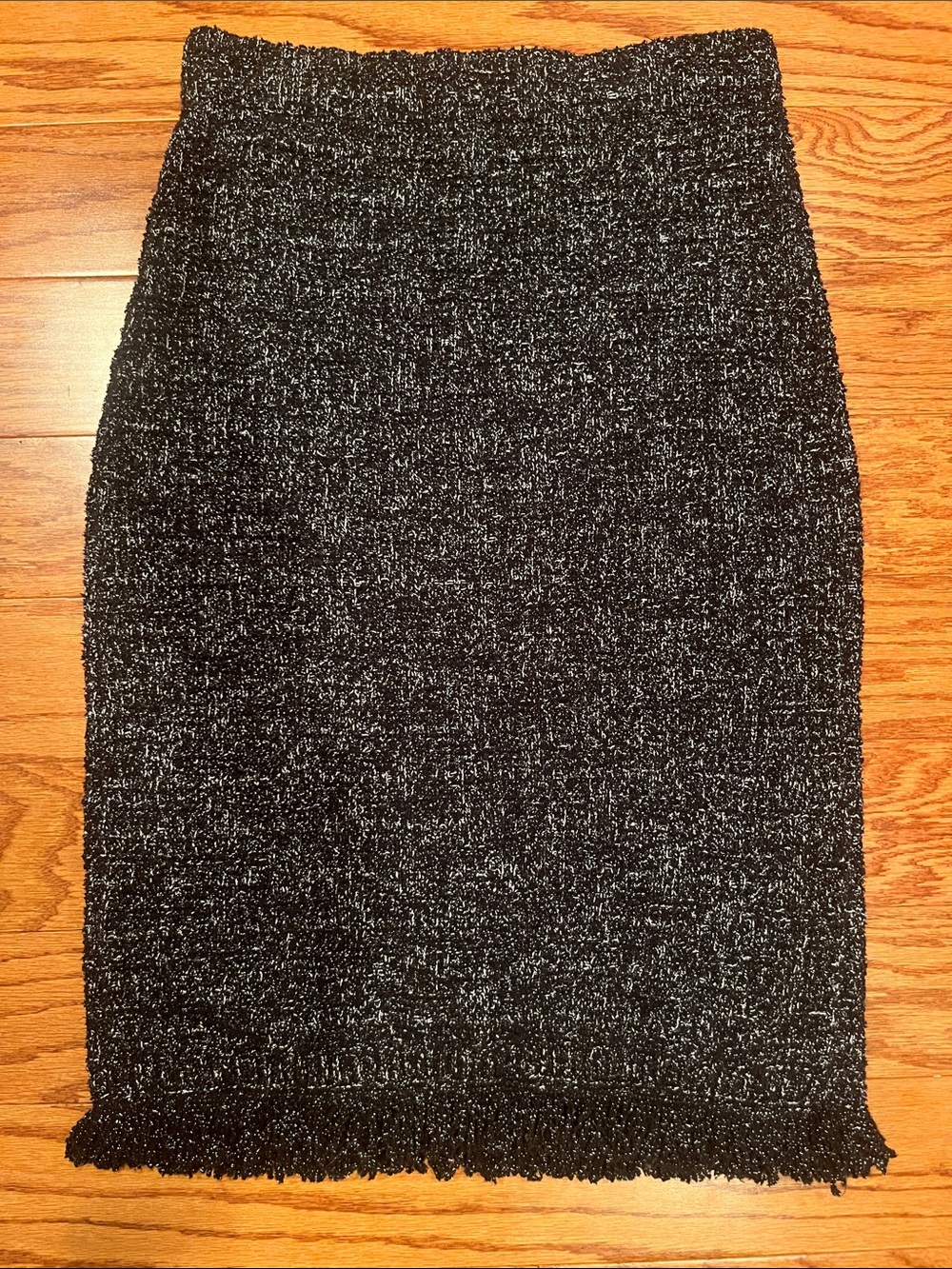 Ann Taylor Black & Silver Metallic Tweed Pencil Skirt